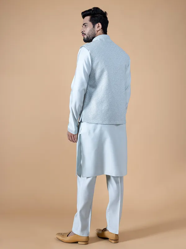 Trendy mint green silk waistcoat set for wedding