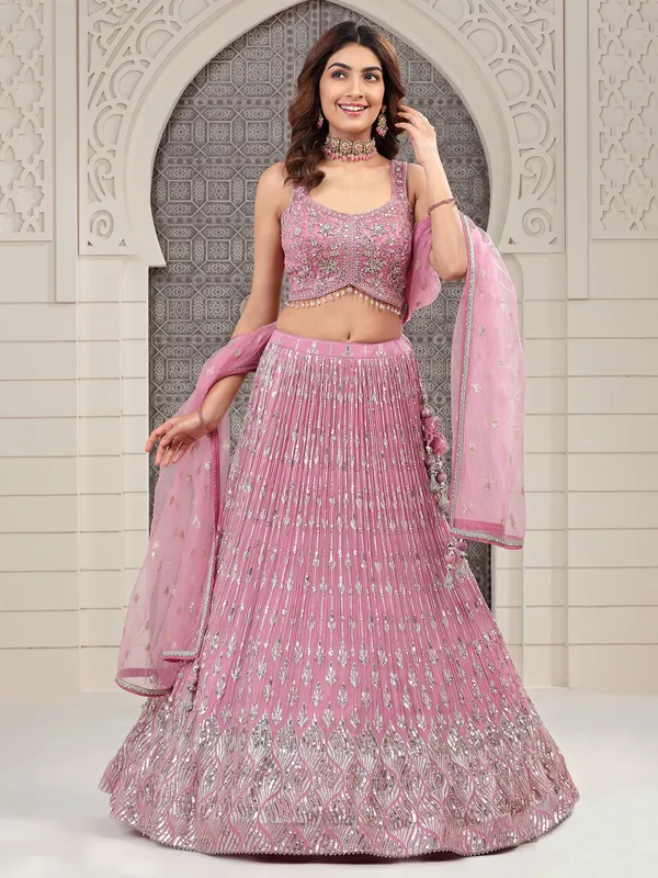Baby pink lehenga design shop