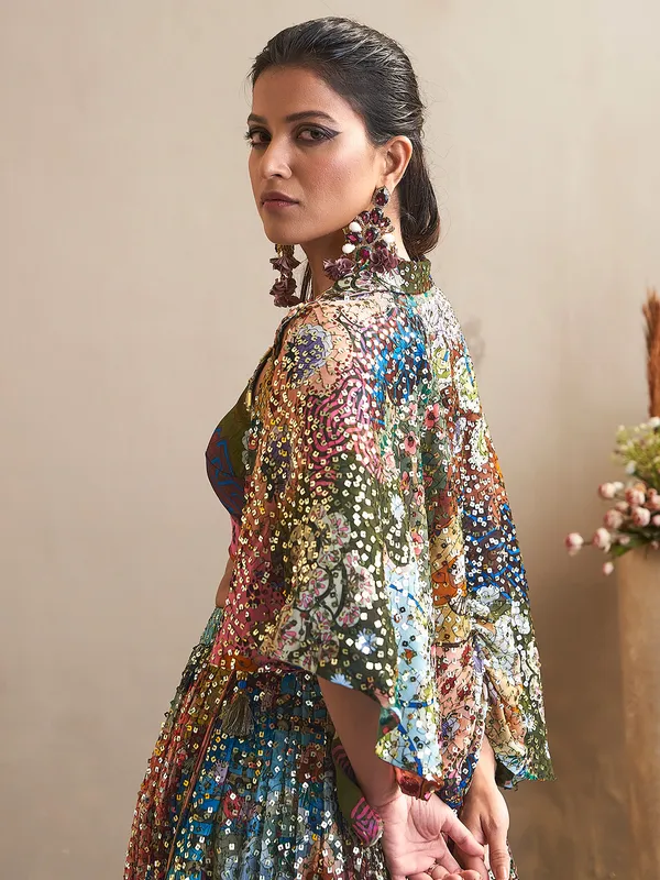 Trendy multi color printed lehenga choli