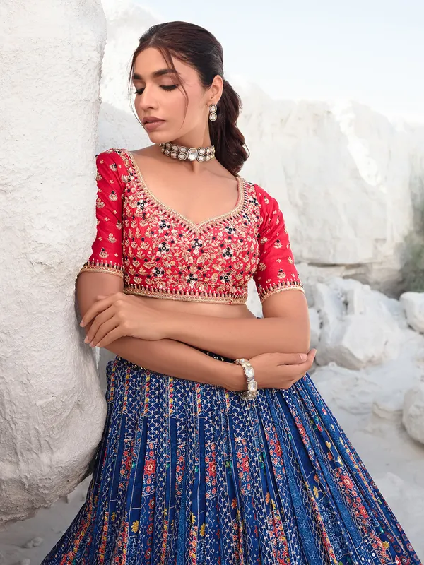 Trendy navy lehenga choli in georgette