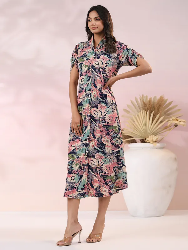Trendy navy printed casual kurti