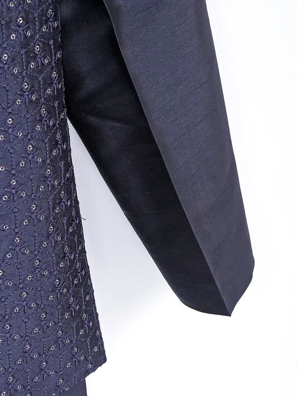 Trendy navy silk wedding waistcoat set