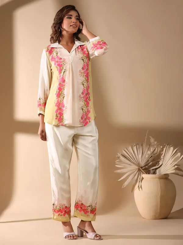 Trendy off-white printed co-ord set