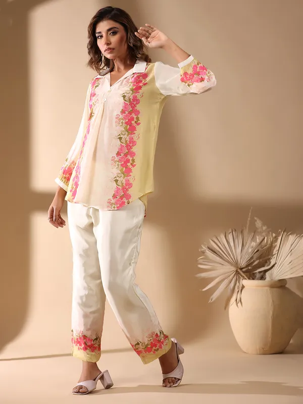 Trendy off-white printed co-ord set