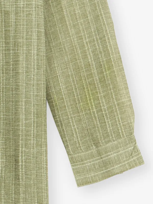 Trendy olive cotton checks shirt