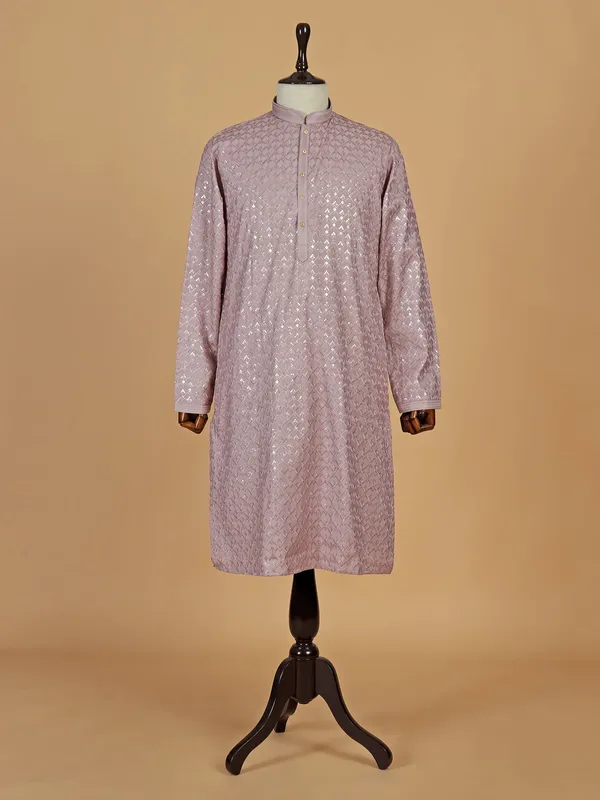 Trendy onion pink kurta suit in silk