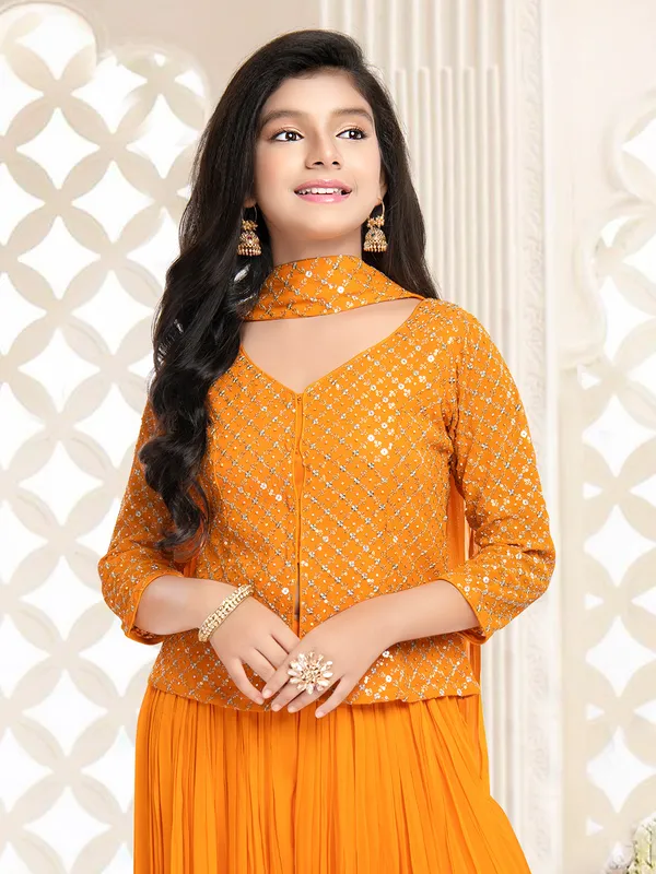 Trendy orange georgette palazzo suit