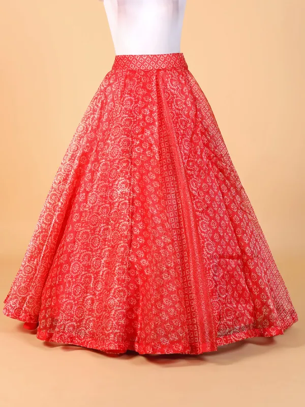 Trendy orange organza lehenga choli with dupatta