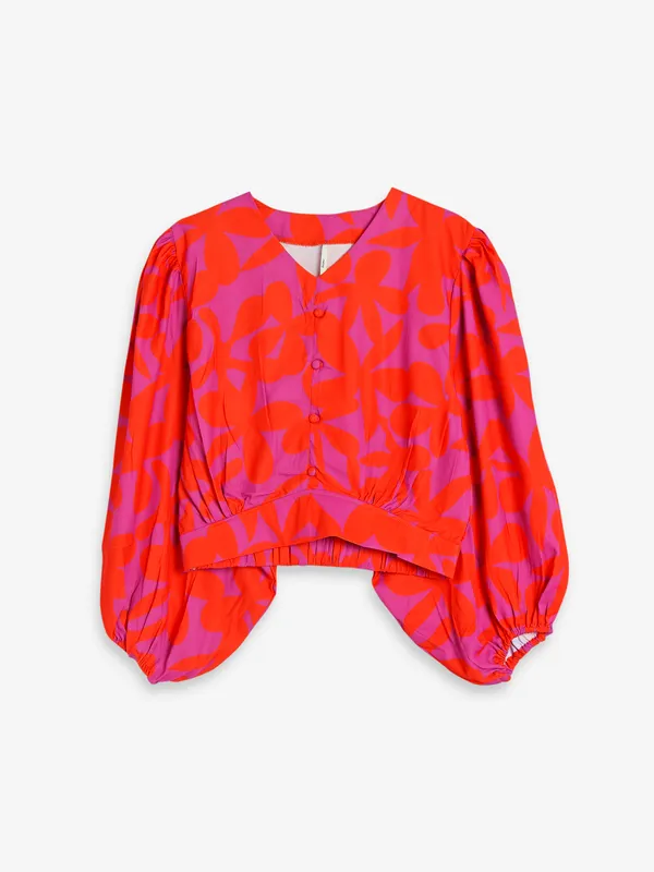 Trendy orange printed crop top