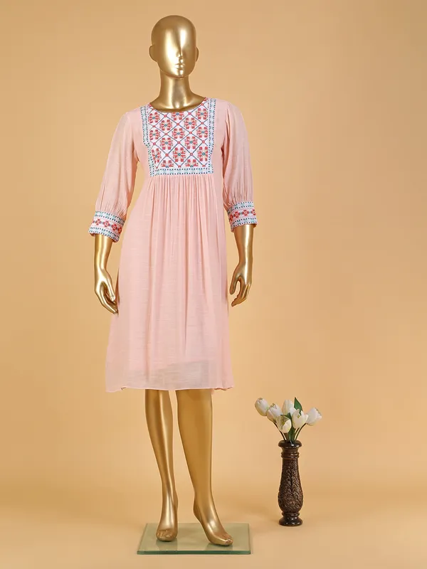 Trendy peach cotton casual kurti