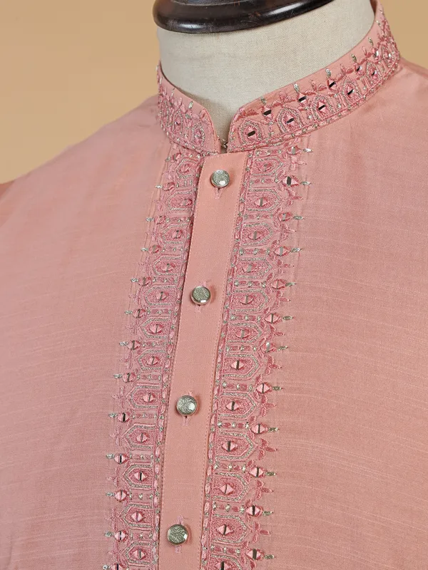 Trendy peach plain cotton kurta suit