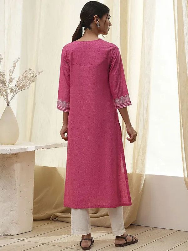 Trendy pink casual cotton silk printed kurti