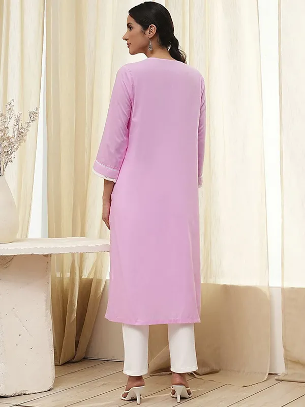 Trendy pink printed cotton silk kurti
