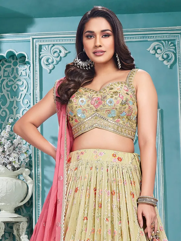 Trendy pista green lehenga choli