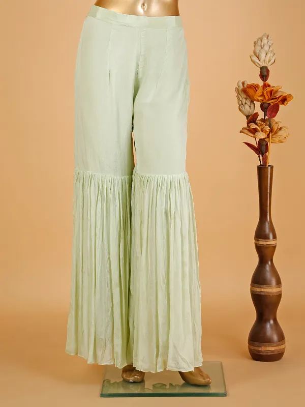 Trendy pista green sharara suit for wedding