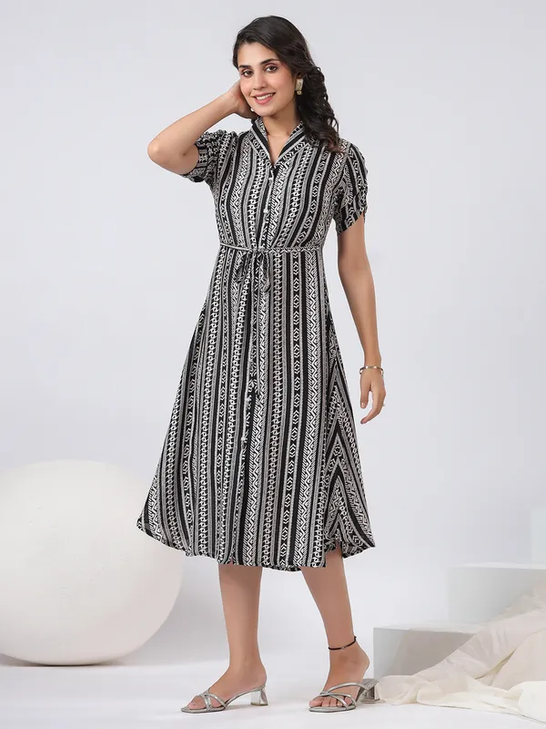 Trendy printed black cotton kurti