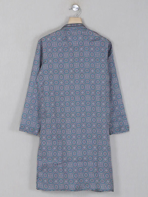 Trendy printed green cotton kurta suit