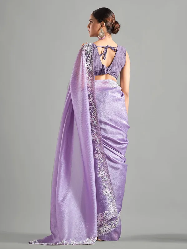 Trendy purple chiffon saree for party wear