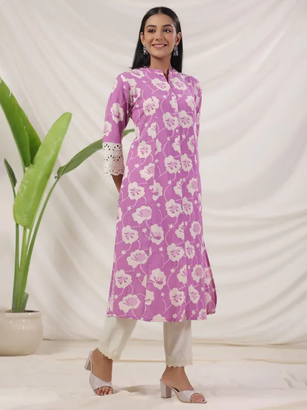 Trendy purple cotton kurti