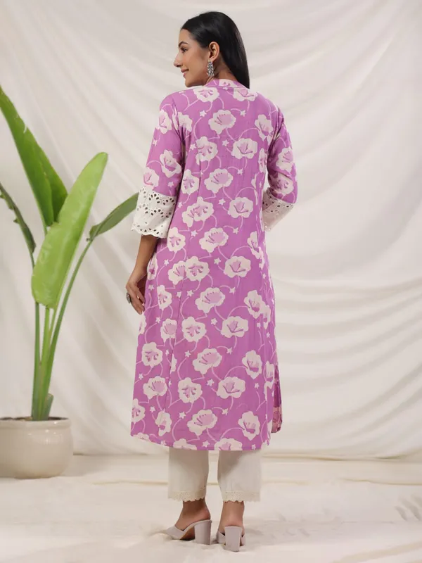 Trendy purple cotton kurti