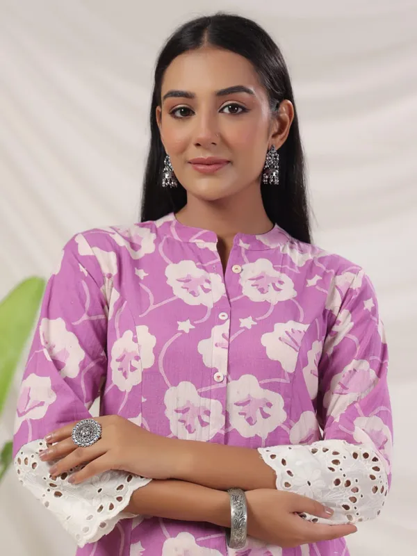 Trendy purple cotton kurti