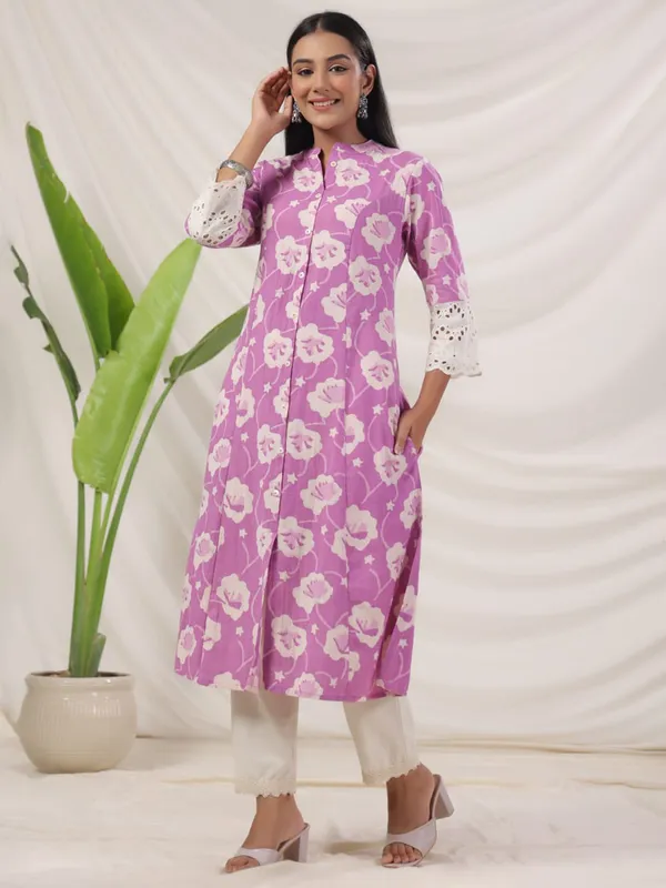 Trendy purple cotton kurti