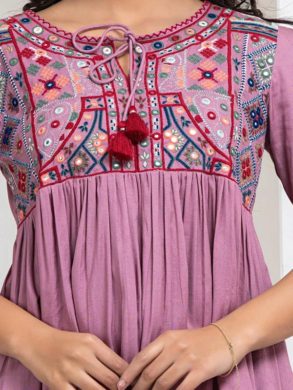 Trendy purple cotton kurti for casual