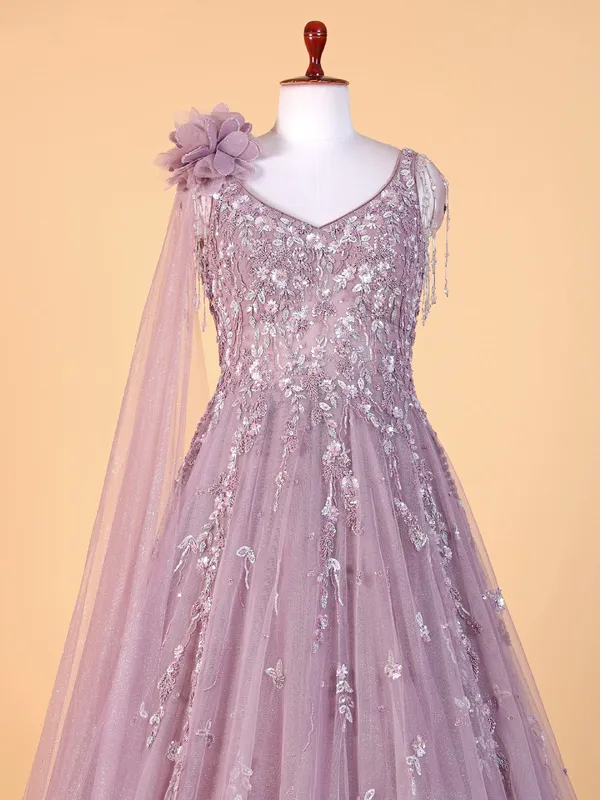 Trendy purple designer gown