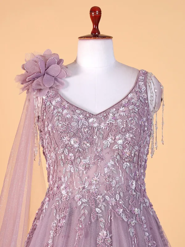 Trendy purple designer gown