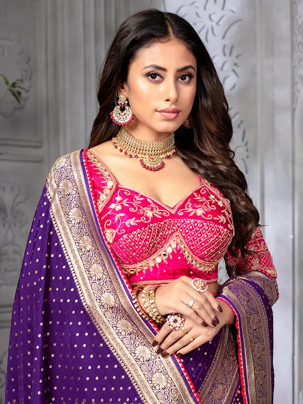 Trendy purple dola silk saree