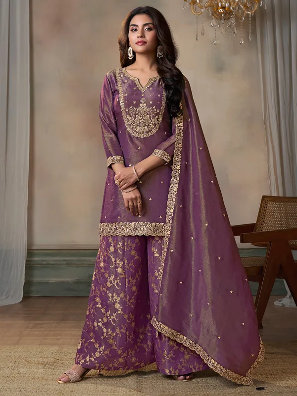 Trendy purple palazzo salwar suit