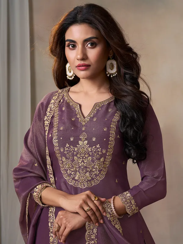 Trendy purple palazzo salwar suit