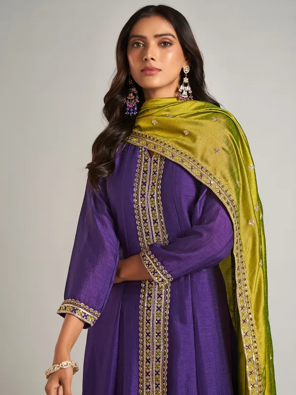 Trendy purple silk salwar suit for wedding