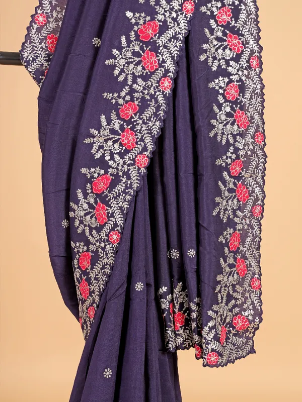 Trendy purple silk saree for party