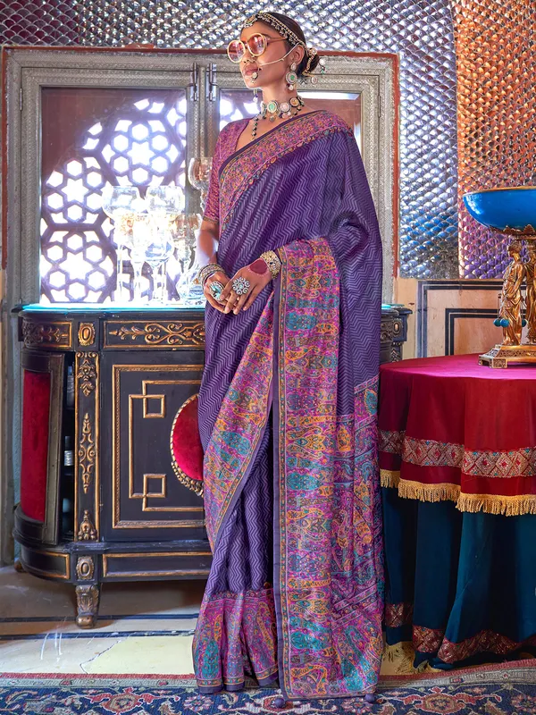 Purple saree for wedding best sale