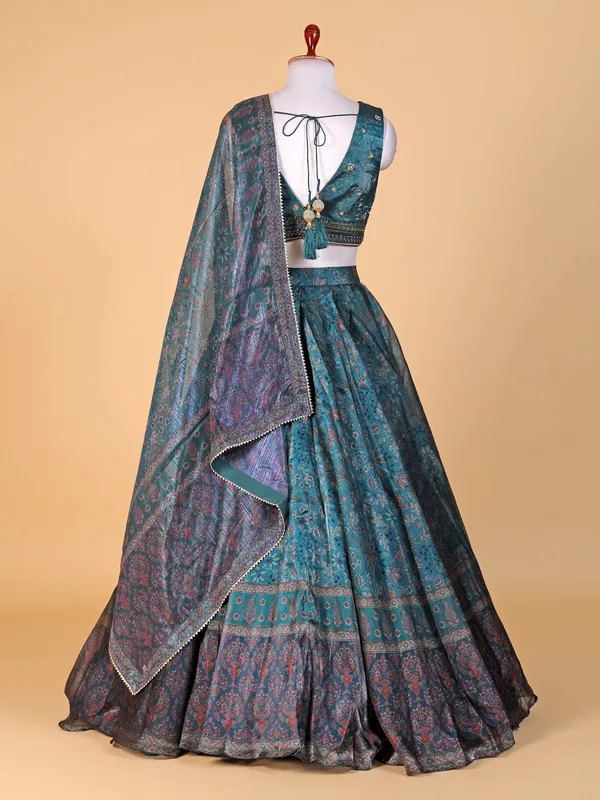 Trendy rama blue lehenga choli for reception