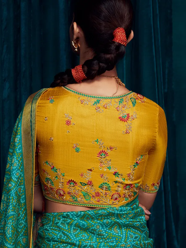 Trendy rama green brasso silk saree