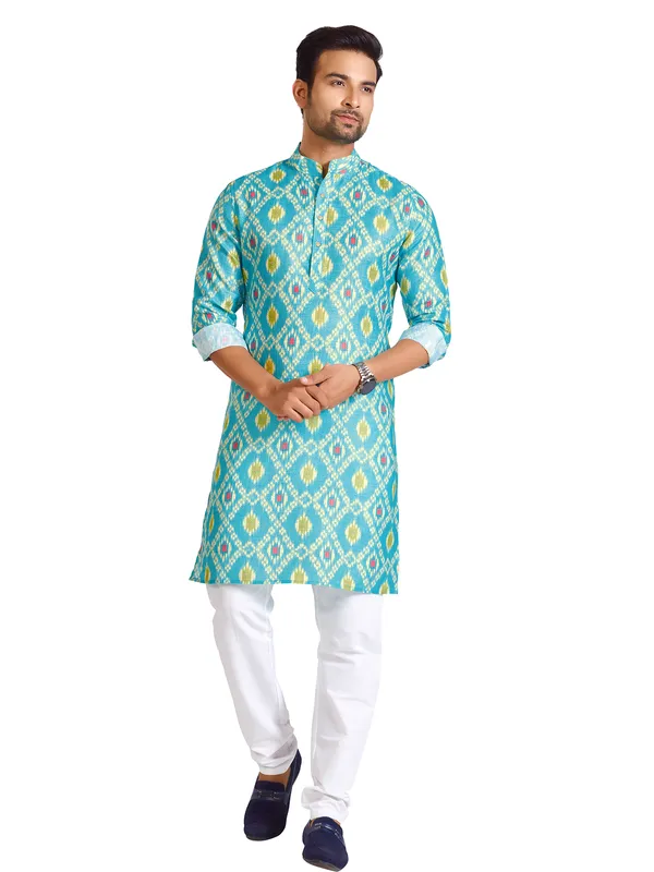 Trendy rama green printed kurta