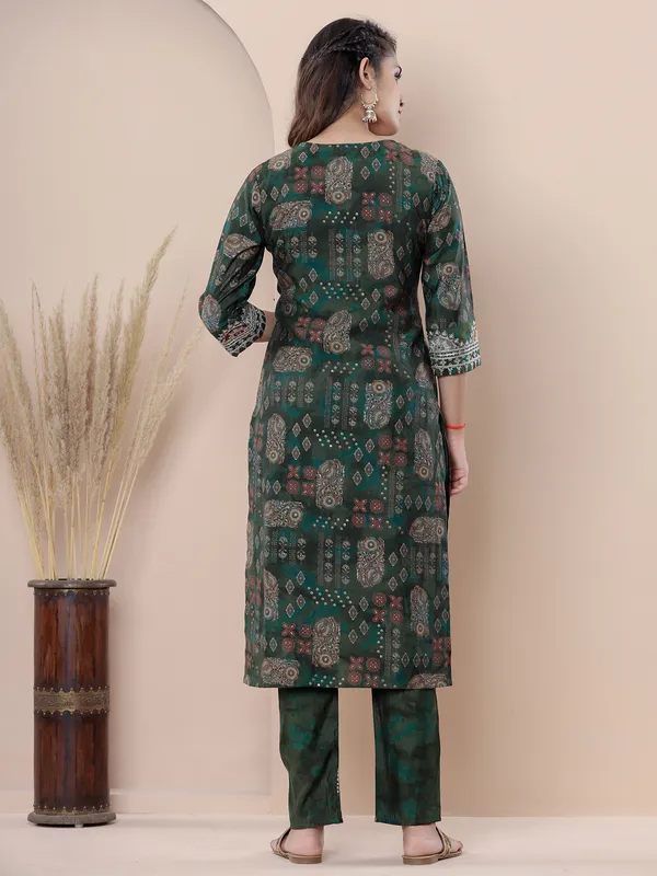 Trendy rama green printed kurti set