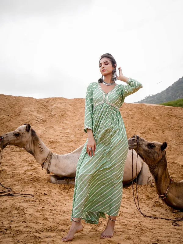 Trendy sage green cotton kurti