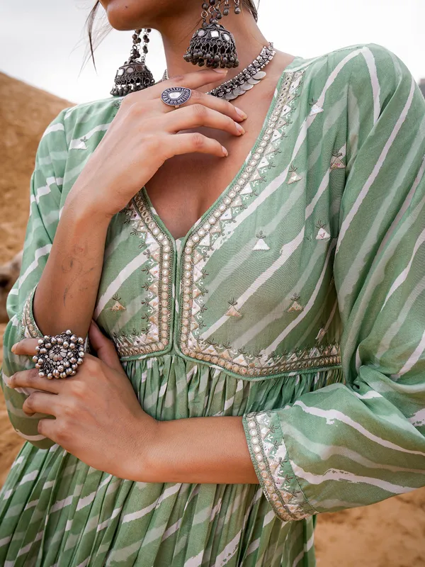 Trendy sage green cotton kurti