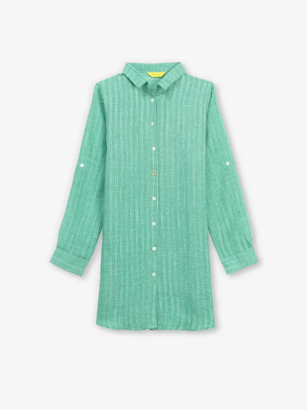 Trendy sea green cotton checks shirt