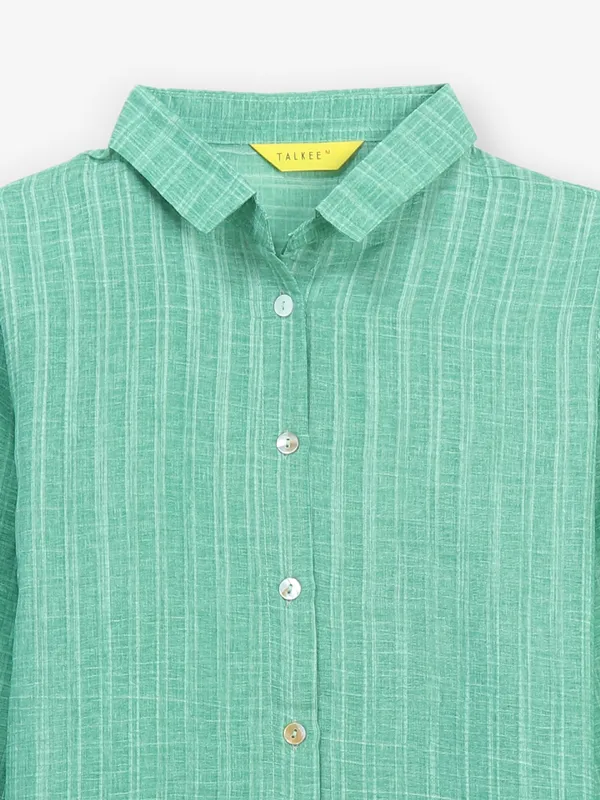 Trendy sea green cotton checks shirt