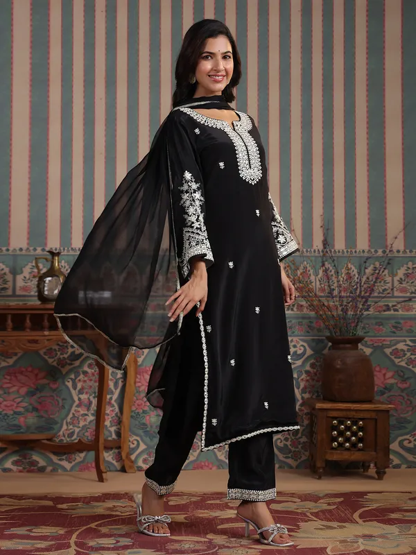 Trendy silk black kurti set