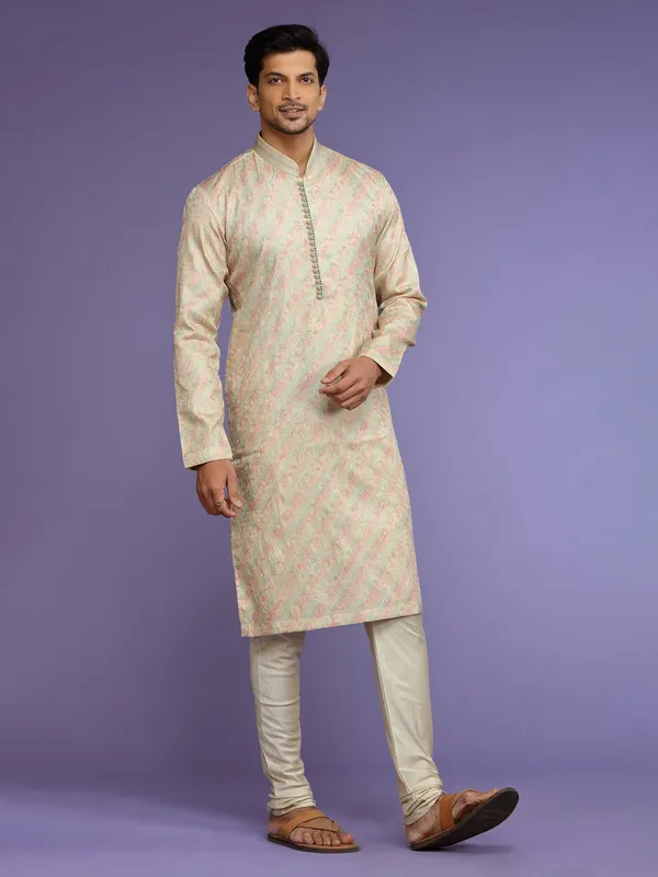 Trendy silk  Men Kurta pajama in beige