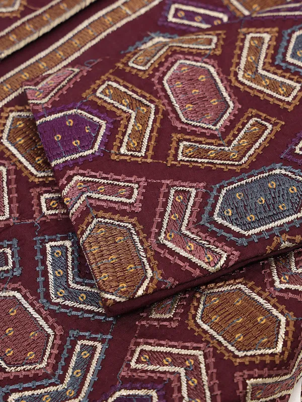 Trendy silk maroon indowestern