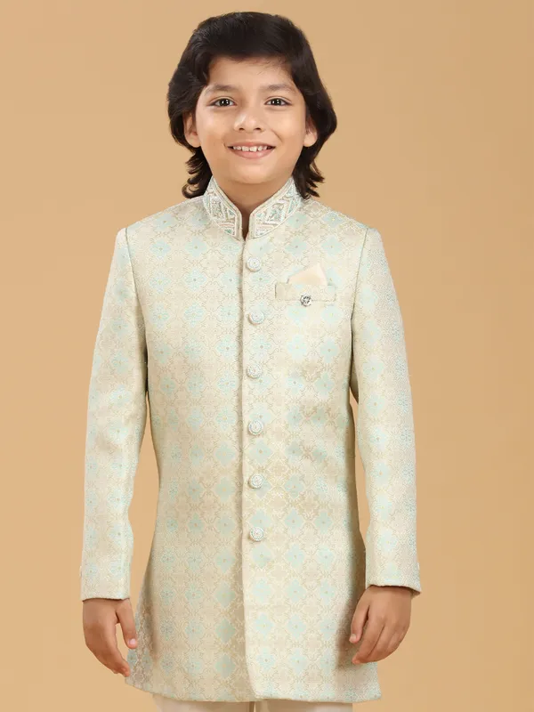 Trendy silk mint green indowestern