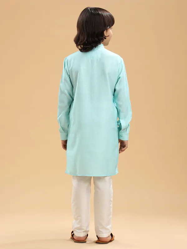 Trendy sky blue silk kurta suit