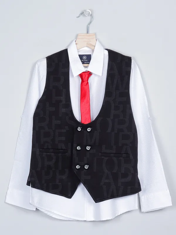 Trendy white and black designer waistcoat for boys