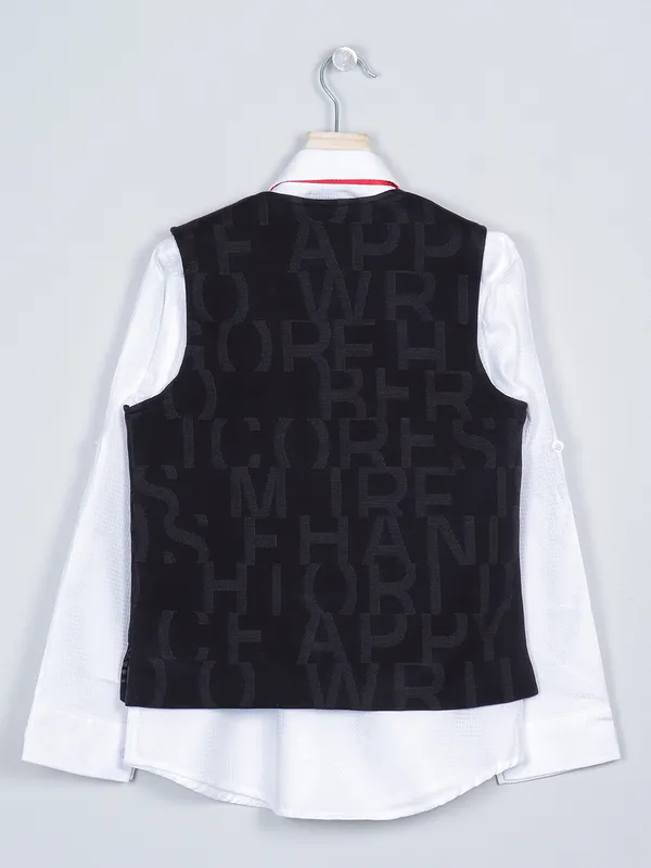 Trendy white and black designer waistcoat for boys